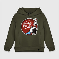 Толстовка оверсайз детская Nuka cola sticker, цвет: хаки