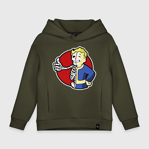 Детское худи оверсайз Vault boy - skeleton / Хаки – фото 1