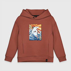 Толстовка оверсайз детская Гравюра японский опоссум в стиле укиё-э, цвет: кирпичный