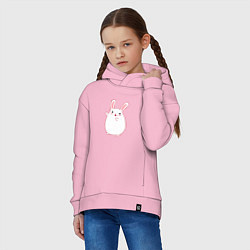 Толстовка оверсайз детская Круглый кролик, цвет: светло-розовый — фото 2