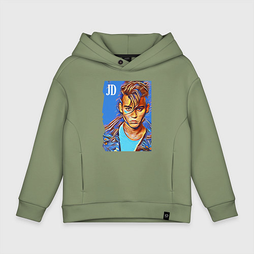 Детское худи оверсайз Джонни Депп - cool dude / Авокадо – фото 1