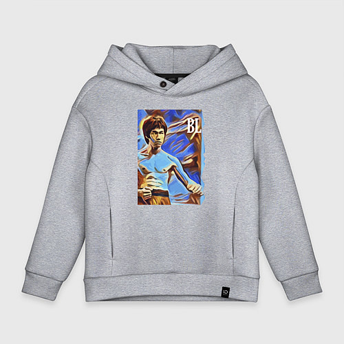 Детское худи оверсайз Брюс Ли - celebrity - джиткундо / Меланж – фото 1