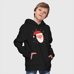 Толстовка оверсайз детская Голова Деда Мороза, цвет: черный — фото 2