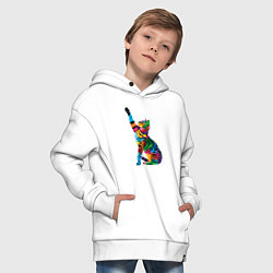 Толстовка оверсайз детская Бенгальская кошка, цвет: белый — фото 2