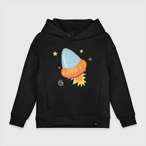 Детское худи оверсайз Космический корабль / Черный – фото 1