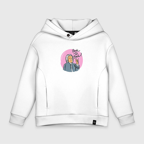 Детское худи оверсайз Back to Bach, розовый фон / Белый – фото 1