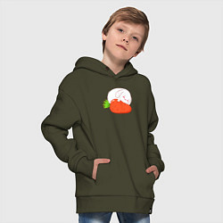 Толстовка оверсайз детская Зайчик на морковке, цвет: хаки — фото 2