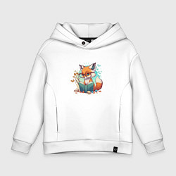 Толстовка оверсайз детская Умный лисёнок, цвет: белый
