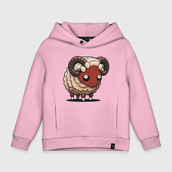 Толстовка оверсайз детская Сюрреалистичный, кудрявый баран, цвет: светло-розовый