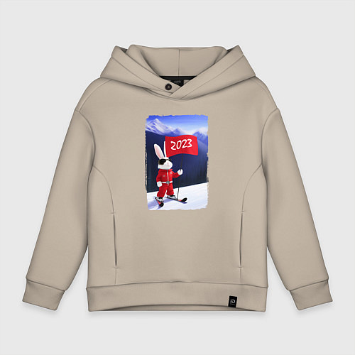 Детское худи оверсайз На вершине года / Миндальный – фото 1