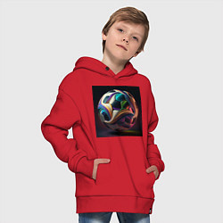 Толстовка оверсайз детская Мяч чемпиона, цвет: красный — фото 2