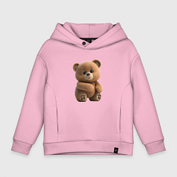 Толстовка оверсайз детская Большой плюшевый мишка, цвет: светло-розовый