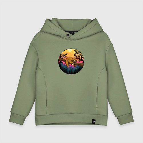 Детское худи оверсайз Ленивый ленивец / Авокадо – фото 1