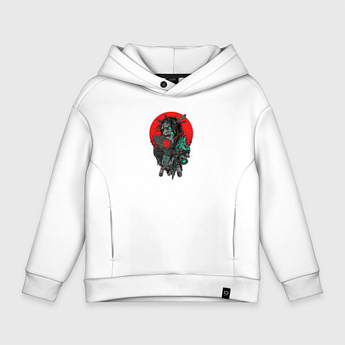 Детское худи оверсайз Робот-самурай / Белый – фото 1