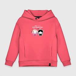 Толстовка оверсайз детская Nevermore Уэнздей и Энид Синклер, цвет: коралловый
