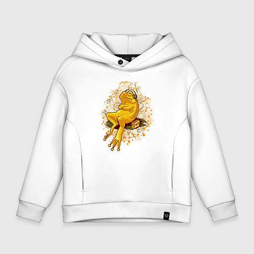 Детское худи оверсайз Chill frog / Белый – фото 1
