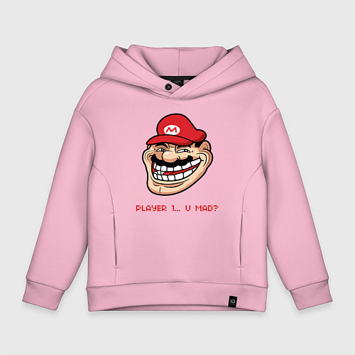 Детское худи оверсайз Mario player 1 / Светло-розовый – фото 1