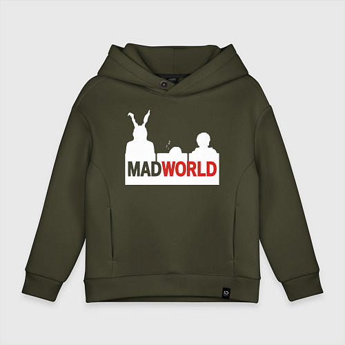 Детское худи оверсайз Mad world / Хаки – фото 1