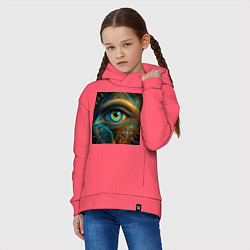 Толстовка оверсайз детская Глаз индейца, цвет: коралловый — фото 2