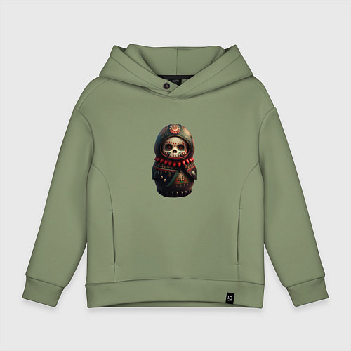 Детское худи оверсайз Матрешка расписная / Авокадо – фото 1