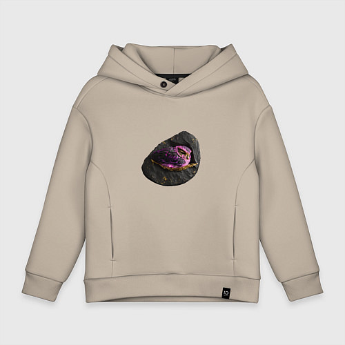 Детское худи оверсайз Птица в камне / Миндальный – фото 1