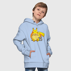 Толстовка оверсайз детская Pika Totoro, цвет: мягкое небо — фото 2