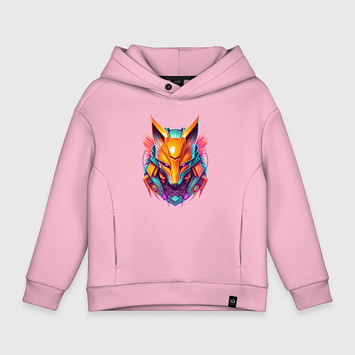 Детское худи оверсайз Кибер лиса / Светло-розовый – фото 1