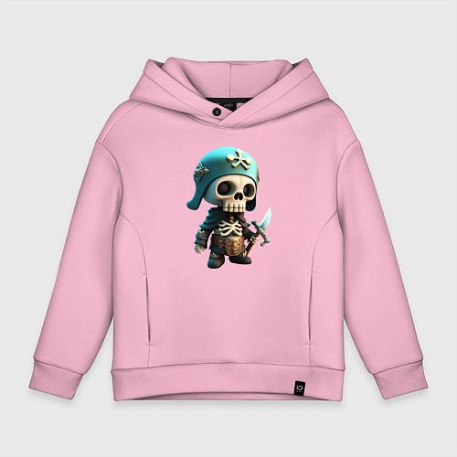 Детское худи оверсайз Воин скелетон / Светло-розовый – фото 1