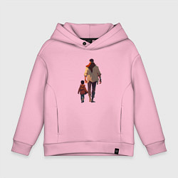 Толстовка оверсайз детская Отец вместе с сыном, цвет: светло-розовый