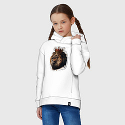 Толстовка оверсайз детская Лев-царь в короне, цвет: белый — фото 2