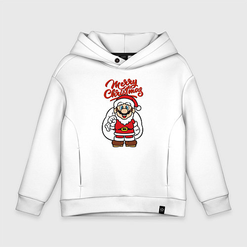 Детское худи оверсайз Christmas Mario / Белый – фото 1