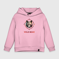 Толстовка оверсайз детская Медведь в рамке Wild Bear, цвет: светло-розовый