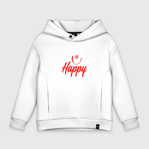 Детское худи оверсайз Надпись с улыбочкой / Белый – фото 1