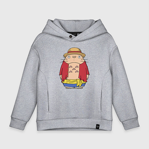 Детское худи оверсайз Totoro Luffy / Меланж – фото 1