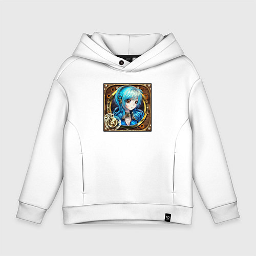 Детское худи оверсайз Девушка стимпанк из нейросети / Белый – фото 1