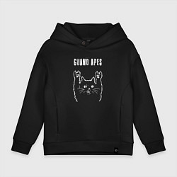 Толстовка оверсайз детская Guano Apes рок кот, цвет: черный