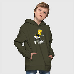 Толстовка оверсайз детская Offspring Барт Симпсон рокер, цвет: хаки — фото 2