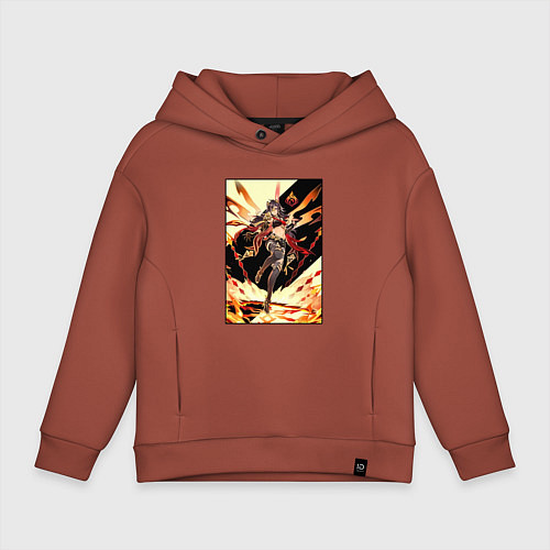 Детское худи оверсайз Дэхья - Геншин импакт / Кирпичный – фото 1