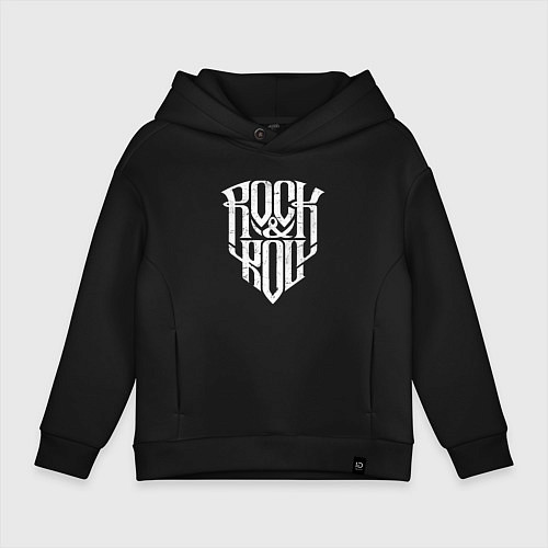 Детское худи оверсайз Rock and Roll щит / Черный – фото 1