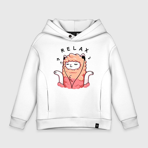 Детское худи оверсайз Relax lama quote / Белый – фото 1