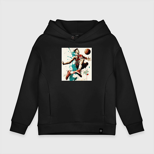 Детское худи оверсайз Уверенный удар / Черный – фото 1