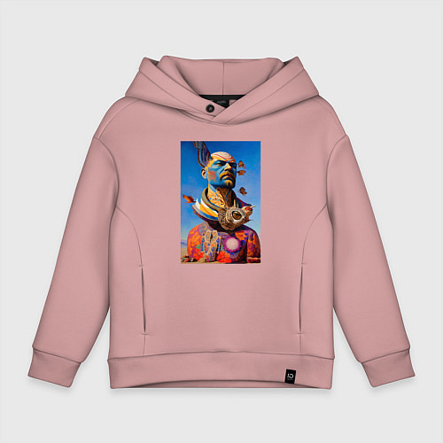 Детское худи оверсайз Памятник Ленину - нейросеть - сюрреализм / Пыльно-розовый – фото 1