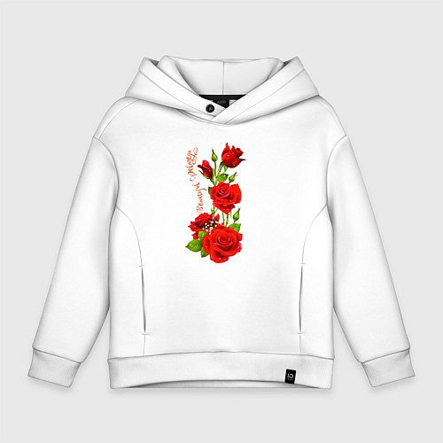 Детское худи оверсайз Прекрасная Пелагея - букет из роз / Белый – фото 1