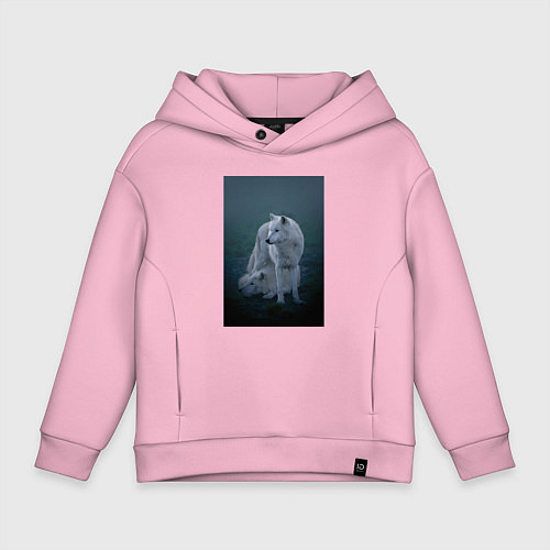 Детское худи оверсайз Арктические волки / Светло-розовый – фото 1