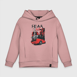 Толстовка оверсайз детская Fear this, цвет: пыльно-розовый