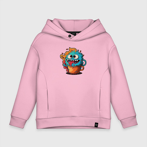 Детское худи оверсайз Пушистый монстр в кофе / Светло-розовый – фото 1