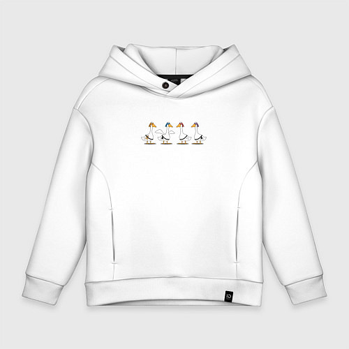 Детское худи оверсайз Гуси ниндзя в масках / Белый – фото 1