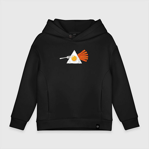 Детское худи оверсайз Pink Floyd яичница и бекон / Черный – фото 1