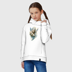 Толстовка оверсайз детская Царевна-Лебедь ангел - нейросеть, цвет: белый — фото 2