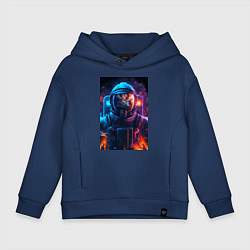 Толстовка оверсайз детская Огненный космонавт, цвет: тёмно-синий